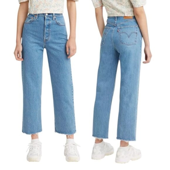 Levi’s Premium Ribcage Straight Ankle Jeans 32 Jazz Wave - Picture 1 of 16